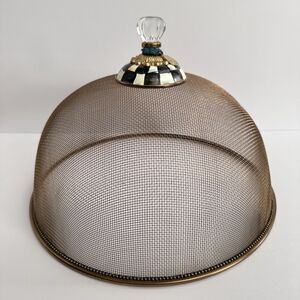 MacKenzie Childs Courtly Check Large Mesh Dome 15” Cover Cloche